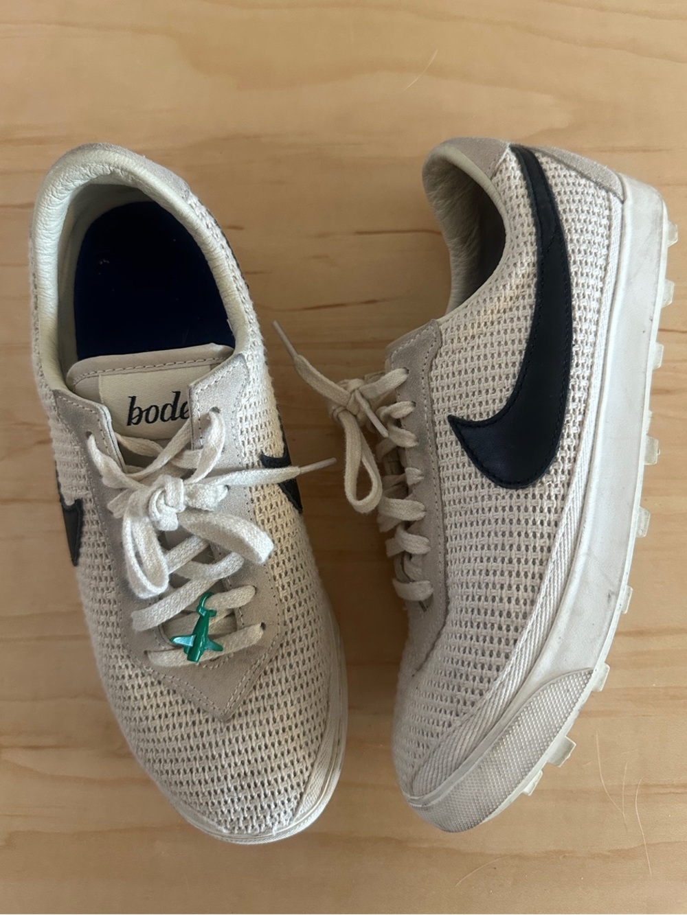 Nike x Bode Cream Knit Sneakers with Black Swoosh